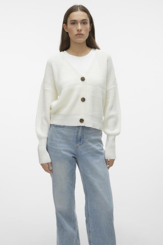 VMLEA LS V-NECK CUFF CARDIGAN NOOS 10249632 CLOUD DANCER